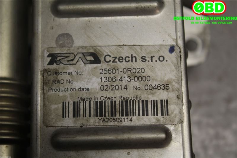 EGR-kjøler til Toyota Avensis 2003-2008 (Type II)  (TOYOTA|256800R020||256010R020)