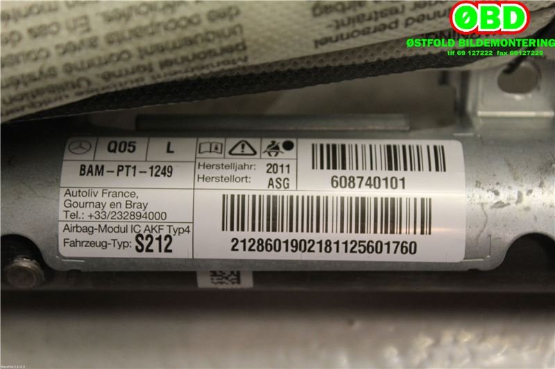 Airbag gardin venstre til Mercedes E-Klasse 2009-2013 (Fase 1) (W212) (W212) (MERCEDES|A 212 860 19 02||2128601902)