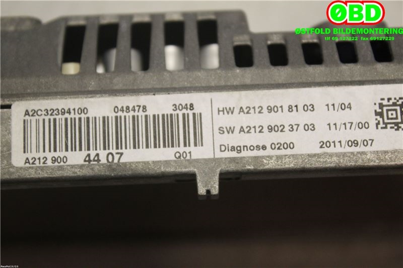 Instrument kjørecomputer til Mercedes E-Klasse 2009-2013 (Fase 1) (W212) (W212) (MERCEDES|A 212 900 44 07|A 212 900 22 13|2129004407)