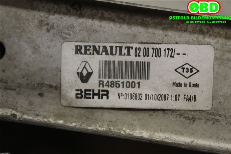 Intercooler til Renault Scenic 2003-2009 (Type II) (RENAULT|8200700172|)