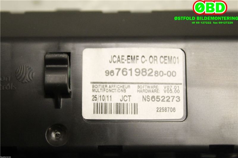 Instrument kjørecomputer til Citroën C4 2011-2017 (Type II)  (CITROEN|8265LZ|9676198280)