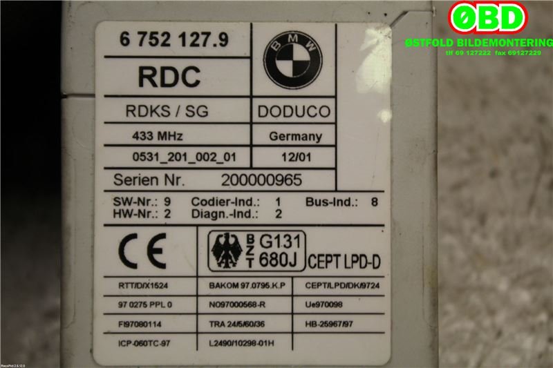 Styreenhet diverse til BMW X5 2000-2006 (E53) (E53) (BMW|36146759023||67521279)