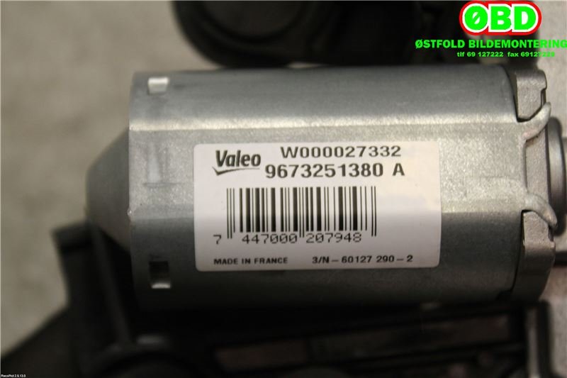 Viskermotor bakrute til Peugeot 208 2012-2019 (Type I)  (PEUGEOT|96 732 513 80|W000027332|9673251380)