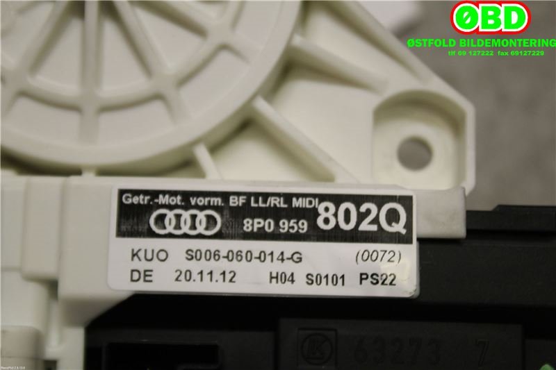Ruteheis høyre foran til Audi A3 2009-2012 (Type II, Fase 2)  (AUDI|8P0959802||8P0959802Q)