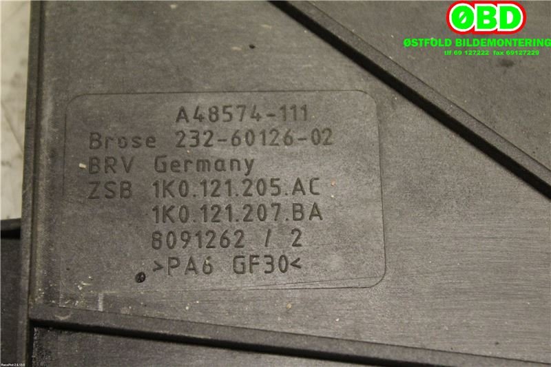 Kjølevifte til Audi A3 2009-2012 (Type II, Fase 2)  (AUDI|1K0 959 455 FB||1K0959455FB)