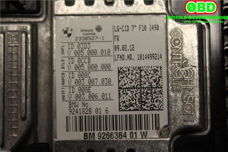 Instrument kjørecomputer til BMW 5-Serie 2010-2017 (F10/F11) (F10/F11) (65 50 9 266 384|9241828016|)