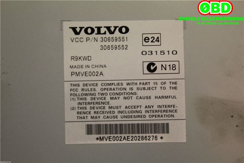 Bilstereo forsterker til Volvo V50 2007-2012 (Fase 2)  (VOLVO||30659551)
