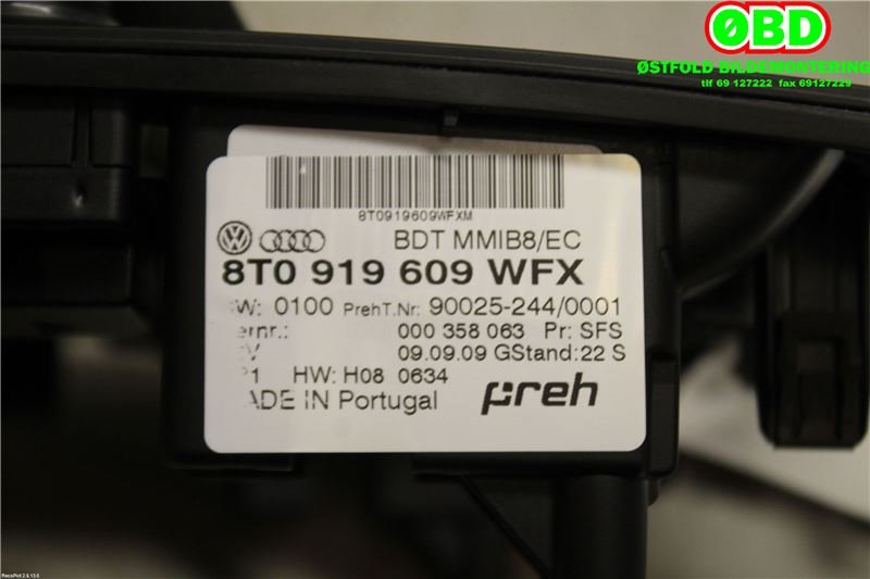 Bryter diverse til Audi Q5 2008-2012 (Type I, Fase 1)  (AUDI|8T0 919 609||8T0919609)