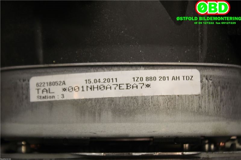 Airbag rattpute til Škoda Octavia 2009-2013 (Type II, Fase 2)  (SKODA|1Z0 880 201 AH||1Z0880201AH)
