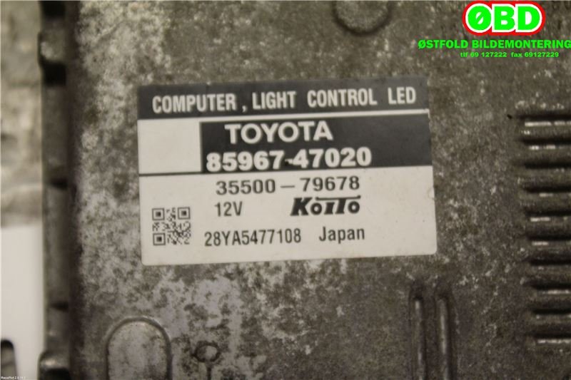Styreenhet xenon/ballast til Toyota Prius +7 2012-2020 (Type III) (stasjonsvogn) (stasjonsvogn) (TOYOTA|8110747290|3550079678|8596747020)