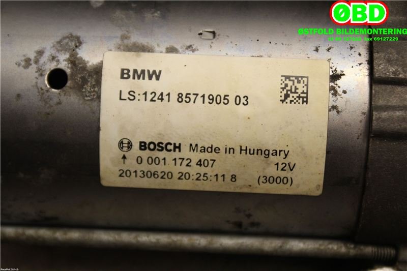 Starter diesel til BMW 3-Serie 2012-2018 (F30/F31/F34) (F30/F31/F34) (BMW|12 41 8 587 708|)