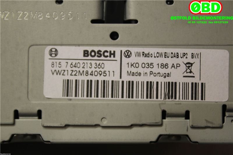 Bilstereo til VW Passat 2011-2015 (B7) (B7) (VOLKSWAGEN||1K0035186AP)