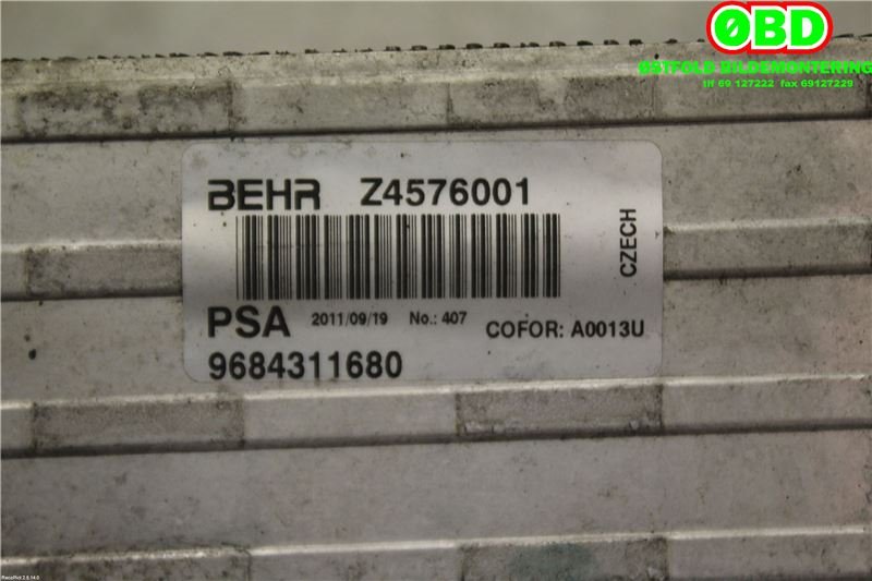 Intercooler til Citroën C3 2010-2016 (Type II)  (CITROEN|0384N7|9803900780|9684311680)