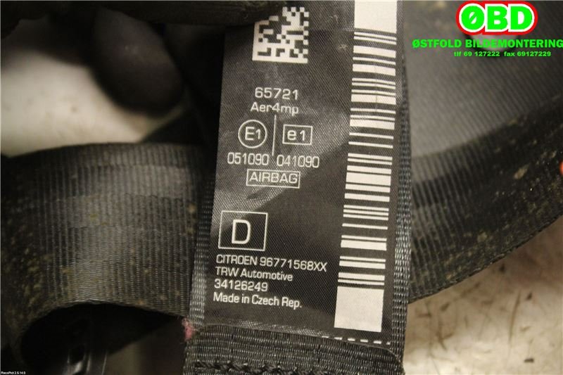 Airbag beltestrammer til Citroën C3 2010-2016 (Type II) (CITROEN|96771568XX|)