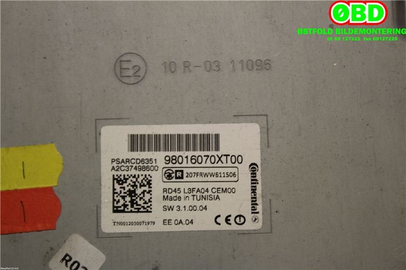 Bilstereo til Citroën C3 2010-2016 (Type II)  (CITROEN|16089128XT|1616151180|98016070XT)