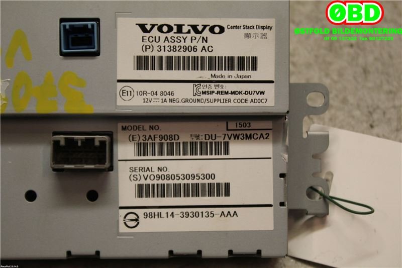 Instrument kjørecomputer til Volvo V40 2012-2019  (VOLVO||31382906)