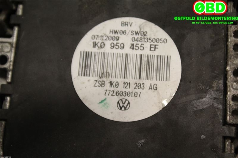 Kjølevifte til VW Touran 2007-2010 (Type I, Fase 2) (VOLKSWAGEN|1K0 959 455 EF|)