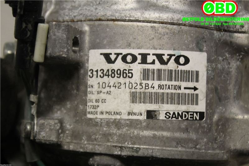 Aircondition kompressor til Volvo V40 2012-2019 (VOLVO|36010255||31348965)
