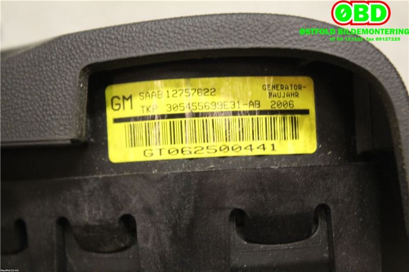 Airbag rattpute til Saab 9-5 2006-2010 (Type I, Fase 3)  (SAAB||12757622)