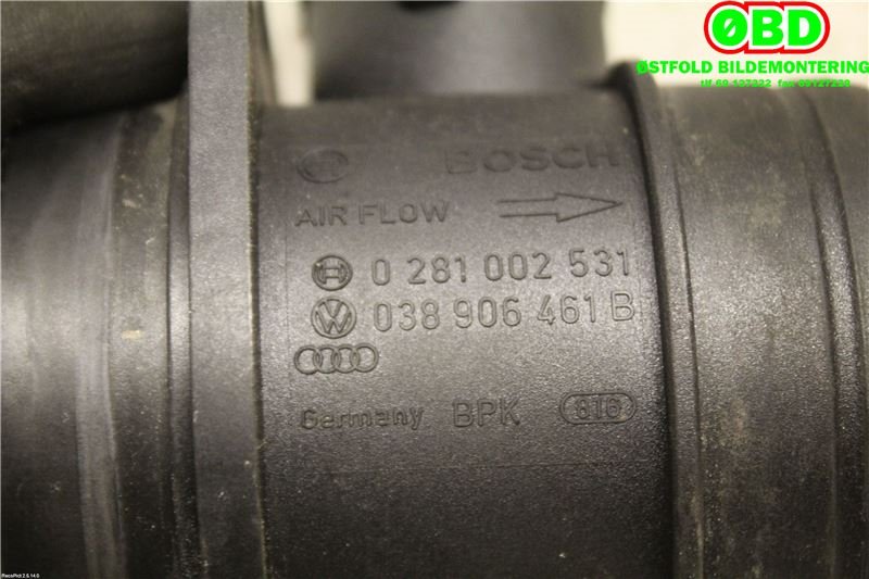 Luftmengde/luftmassemåler til VW Polo 2002-2005 (Type IV, Fase 1)  (VOLKSWAGEN|038 906 461 B|0281002531|038906461B)