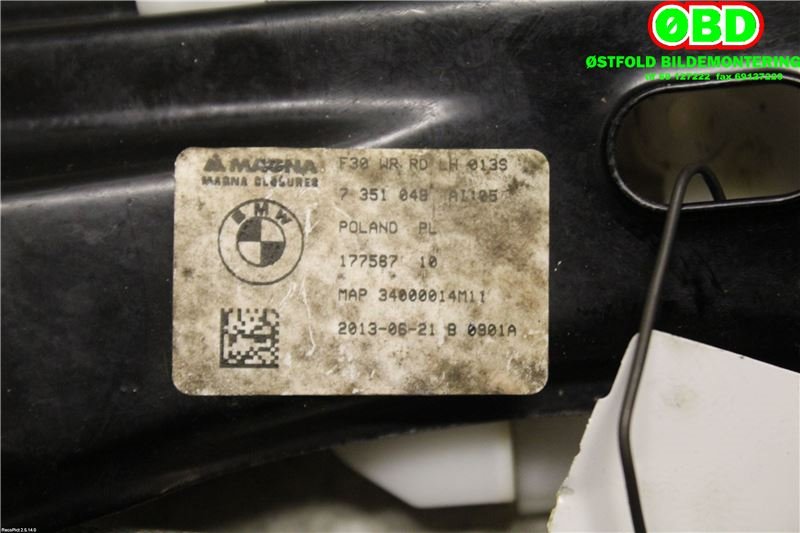 Ruteheis venstre bak til BMW 3-Serie 2012-2018 (F30/F31/F34) (F30/F31/F34) (BMW|51 35 7 281 887|67 62 7 341 563|)