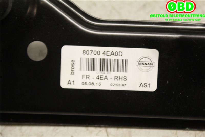 Ruteheis høyre foran til Nissan Qashqai 2014-2021 (Type II)  (NISSAN|807004EA0D|)