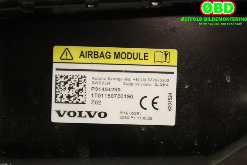 Airbag diverse til Volvo V40 2012-2019  (VOLVO|31404289|)