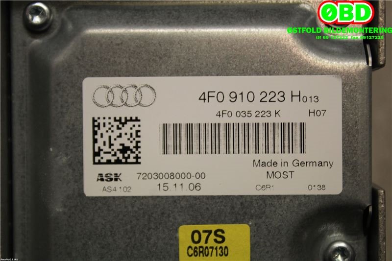 Bilstereo forsterker til Audi A6 2005-2008 (Type III, Fase 1) (C6) (C6) (AUDI|4F0 035 223 L|4F0 035 223 N|4F0910223H)