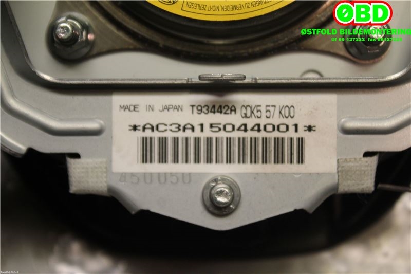 Airbag rattpute til Mazda 6 2010-2013 (Type II, Fase 2)  (MAZDA|GDK557K00|)