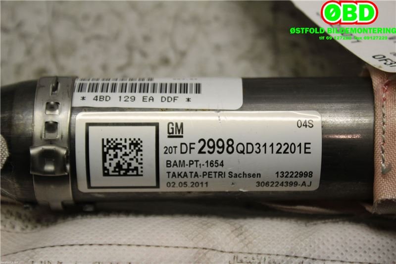 Airbag gardin venstre til Opel Insignia A 2009-2014  (OPEL|13222998|51 99 392|)