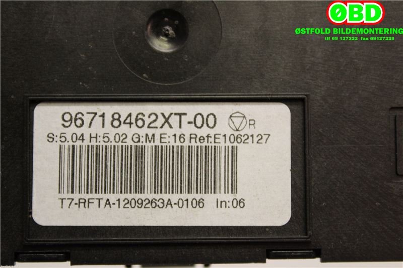 Varmeapparat betjening til Peugeot 308 2011-2013 (Type I, Fase 2)  (PEUGEOT|6452S2||96718462XT)