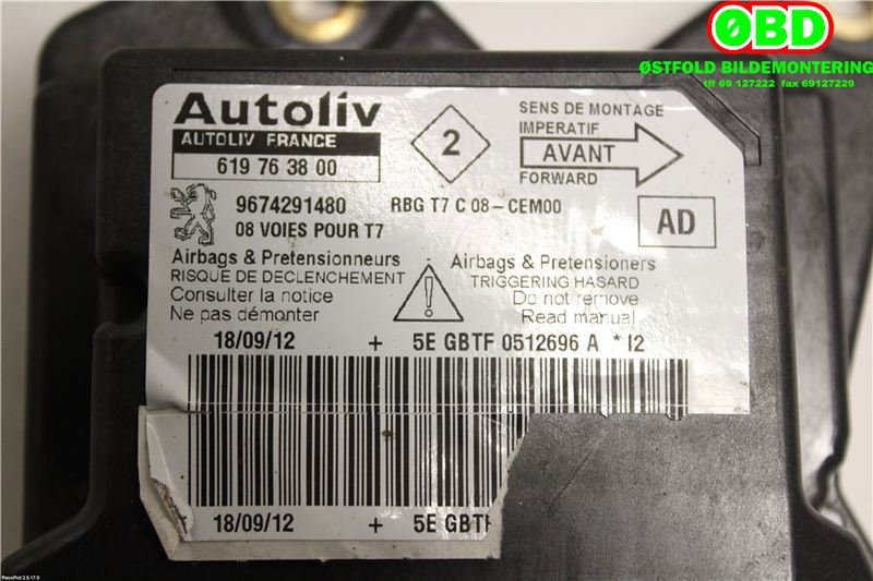 Airbag elektronikk til Peugeot 308 2011-2013 (Type I, Fase 2)  (PEUGEOT|6546AQ||9674291480)