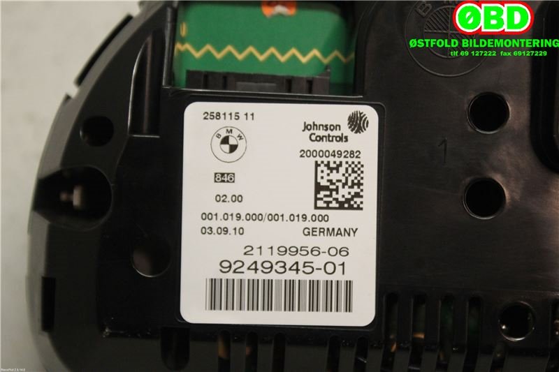 Instrumentpanel til BMW 5-Serie 2010-2017 (F10/F11) (F10/F11) (BMW|62 10 9 358 981||9249345)