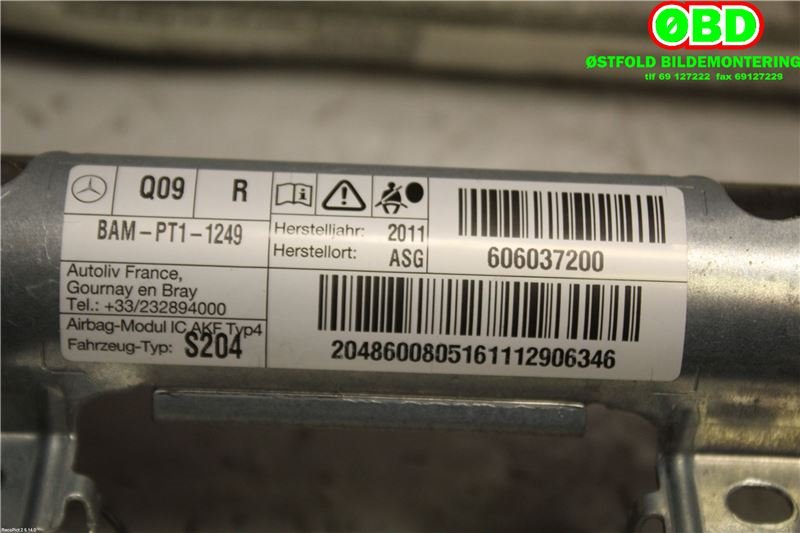 Airbag gardin høyre til Mercedes C-Klasse 2011-2014 (Fase 2) (W204) (W204) (MERCEDES|A 204 860 08 05||2048600805)