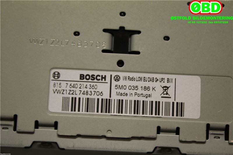 Bilstereo navigasjon til VW Tiguan 2011-2016 (Type I, Fase 2)  (VOLKSWAGEN||5M0035186K)