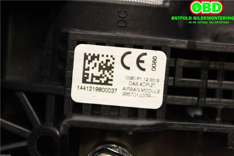 Airbag rattpute til Renault Zoe 2013-2019 (Fase 1)  (RENAULT ZOE EL|985701037R|985706914R)