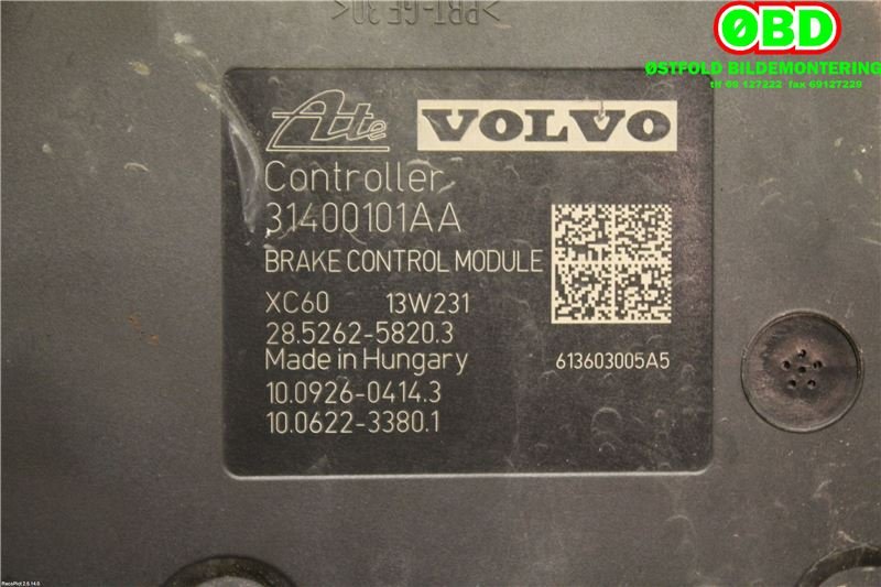 ABS sentral til Volvo V60/V60 CC 2013-2018 (Type I, Fase 2)  (VOLVO|31400546||31400101)