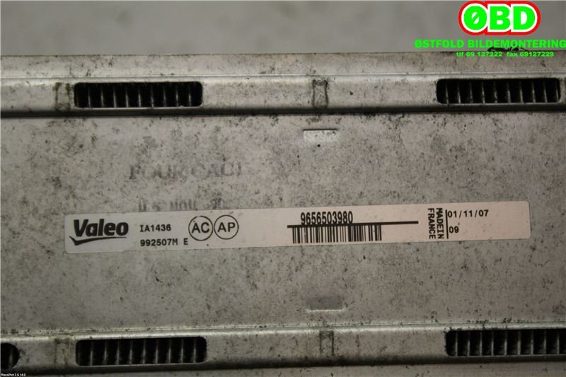 Intercooler til Peugeot 308 2007-2011 (Type I, Fase 1)  (PEUGEOT|0384L4||9656503980)
