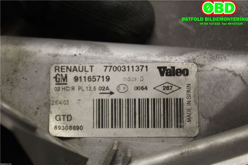 Frontlykt venstre halogen til Nissan Primastar 2001-2006  (NISSAN|2606000QAE||7700311371)