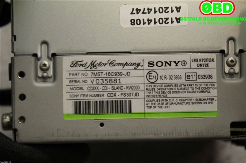 Bilstereo til Ford Focus 2004-2007 (Type II, Fase 1)  (FORD|1830411||7M5T18C939JD)
