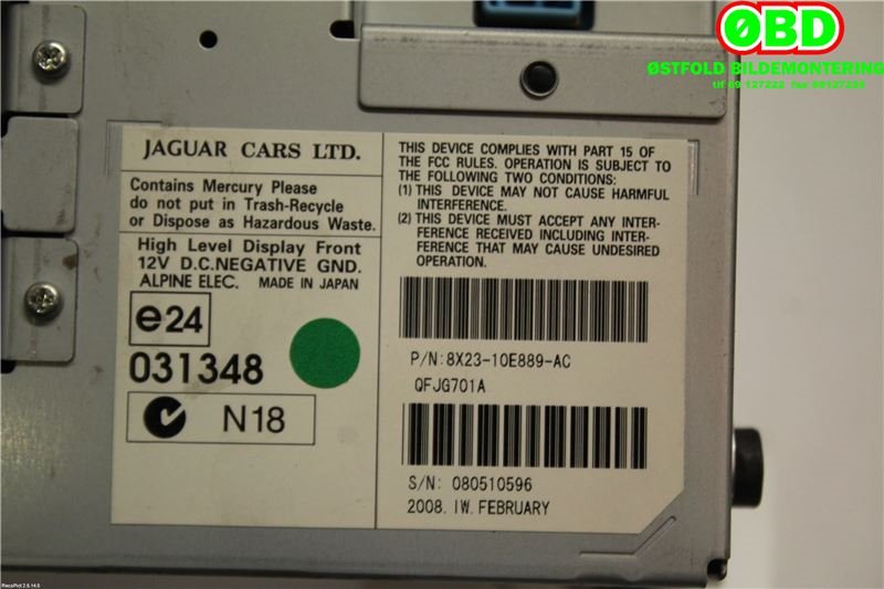 Instrument kjørecomputer til Jaguar XF 2008-2015 (X250) (X250) (JAGUAR|C2Z2289|C2Z11734|8X2310E889AC)