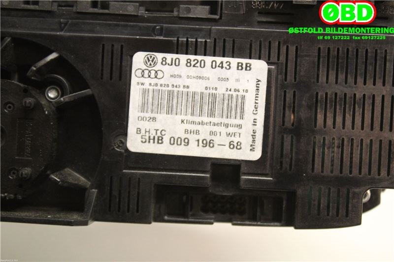 Varmeapparat betjening til Audi TT 2006-2014 (Type II) (AUDI TT COUPE QUATTRO|8J0 820 043 BB||8J0820043BB)