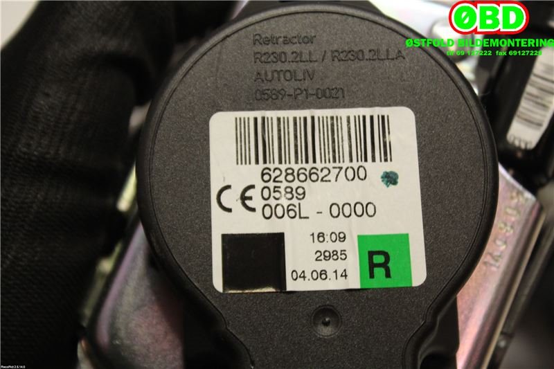 Airbag beltestrammer til BMW i3 2013-2022  (BMW|72117951764|)