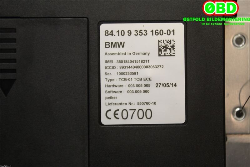 Styreenhet diverse til BMW i3 2013-2022  (BMW|84 10 9 362 848||84109353160)