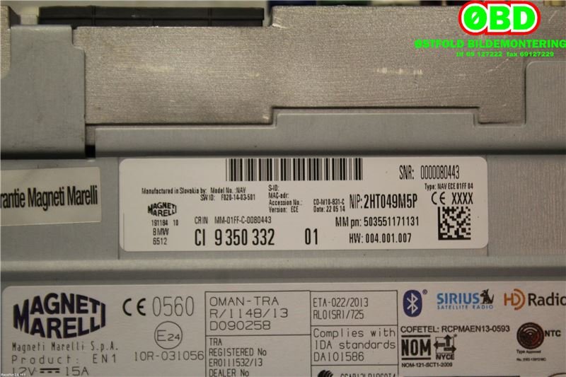 Bilstereo til BMW i3 2013-2022  (BMW||65129350332)