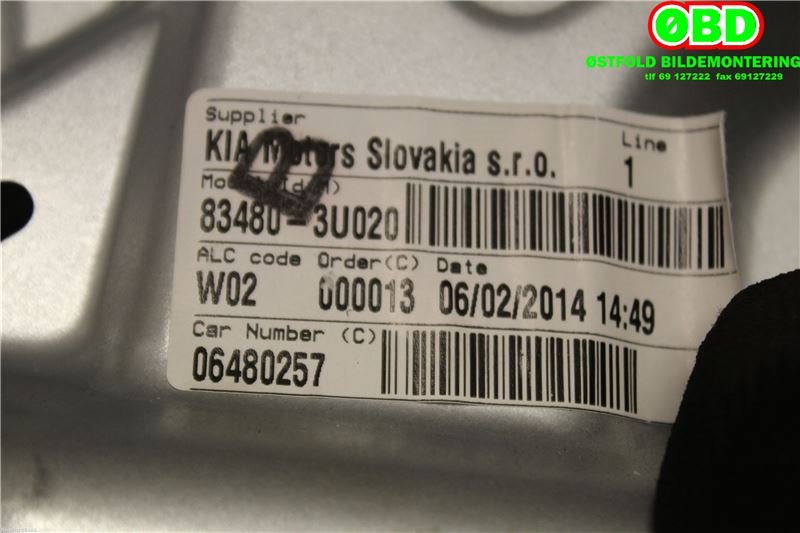 Ruteheis høyre bak til Kia Sportage 2010-2016 (Type III)  (KIA|834813U000|)
