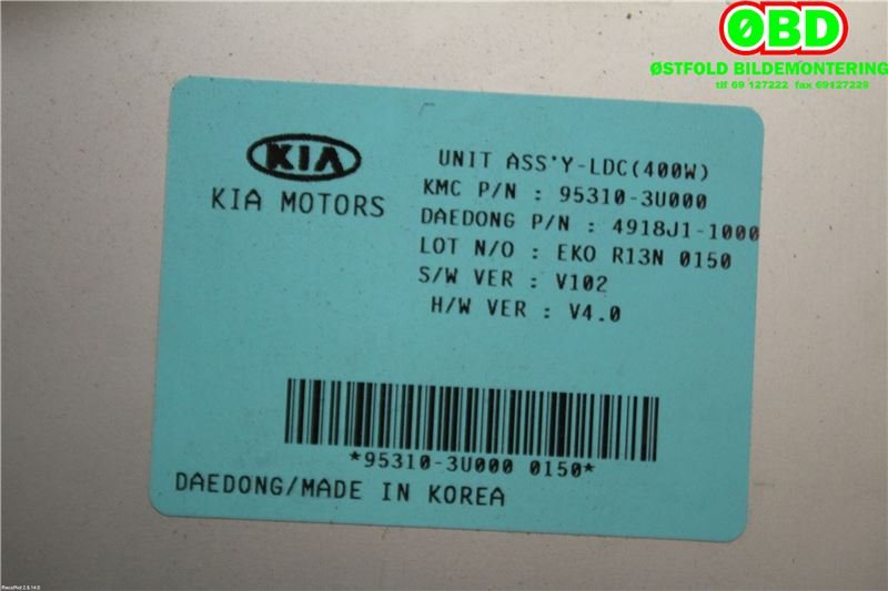 Styreenhet diverse til Kia Sportage 2010-2016 (Type III)  (KIA|953103U000|)