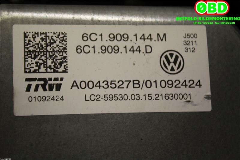 Rattaksel elektrisk servo til VW Polo 2014-2017 (Type V, Fase 2)  (VOLKSWAGEN|6C1 423 510 CC||6C1423510AE)