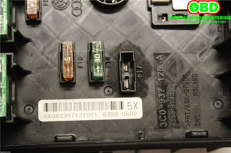 Sikringsboks til VW Tiguan 2011-2016 (Type I, Fase 2)  (VOLKSWAGEN|3C0 937 125 A||3C0937125A)
