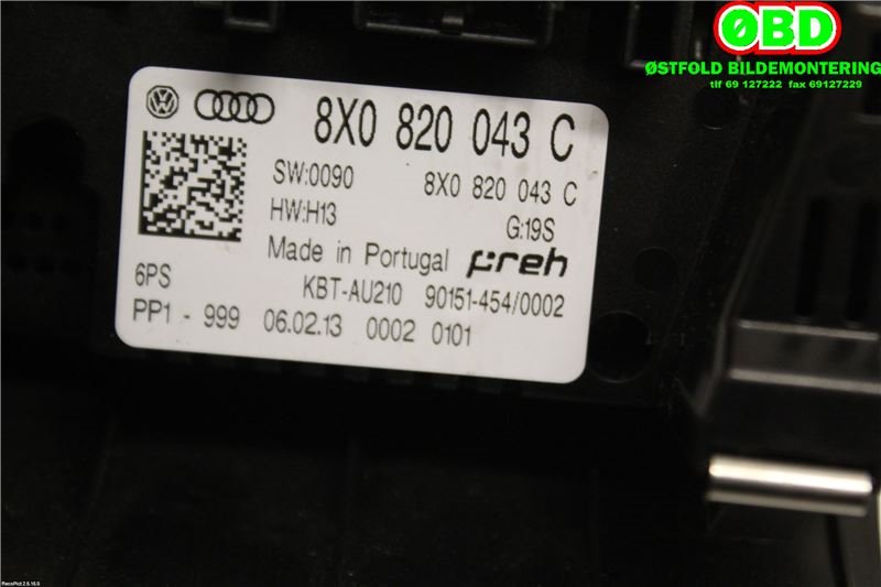 Varmeapparat betjening til Audi A1 2010-2014 (Type I, Fase 1)  (AUDI|8X0 820 043 C||8X0820043C)